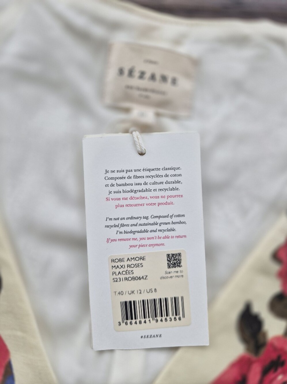 *NWT* [Sezane] Amore Dress In Maxi Roses, Size US 40/8, Part Linen - Picture 7 of 12